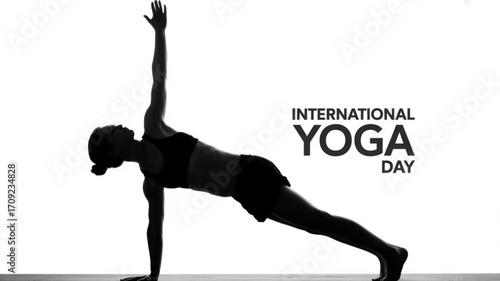International yoga day pose silhouette for wellness and fitness celebration and healthy lifestyle concept
