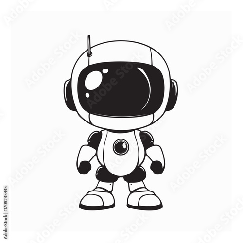 Cute Futuristic Robot with Smile Vector Illustration on Clean White Background