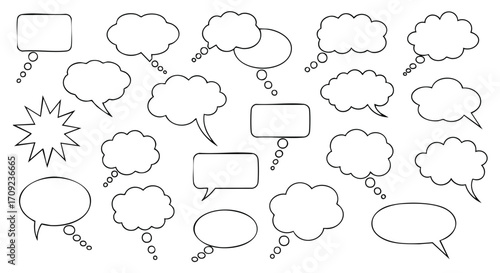 Comic speech bubbles collection for communication, marketing, design, and creative expression