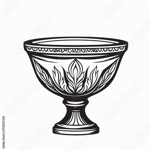 Artistic Ancient Bowl High Art Vector Illustration Isolated on White Background