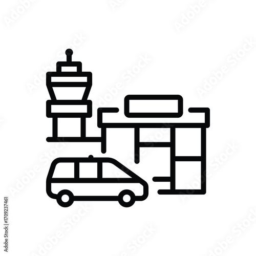 Black line icon for airport transfer