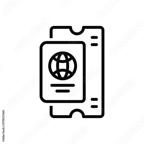 Black line icon for business visa