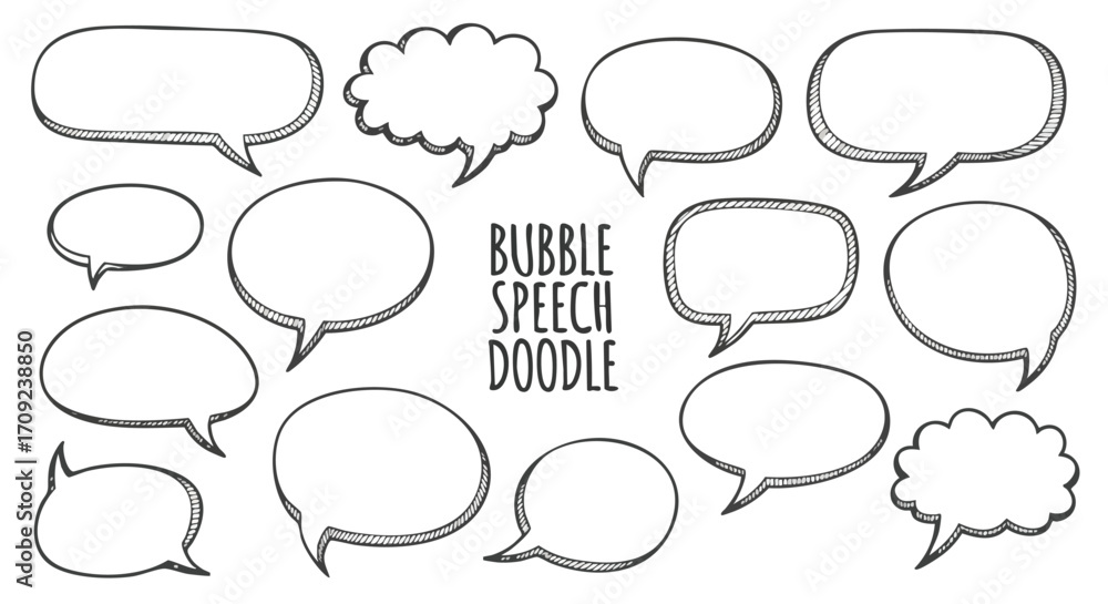 Obraz premium Hand-drawn speech bubble collection perfect for adding dialogue, thoughts, or captions to your designs
