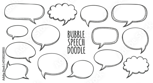 Hand-drawn speech bubble collection perfect for adding dialogue, thoughts, or captions to your designs