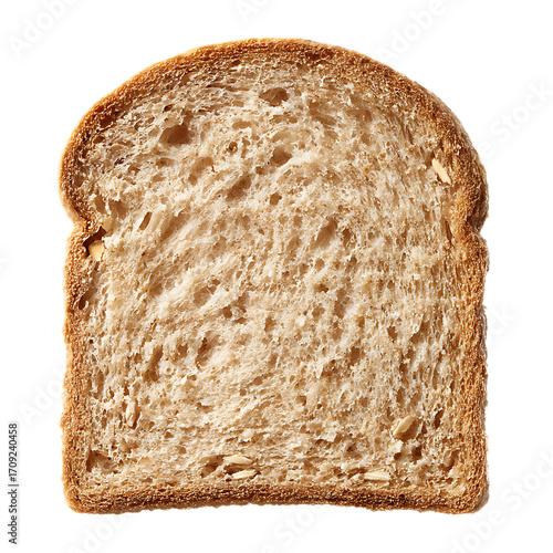 Slice of whole wheat bread, toasted, transparent PNG isolated background