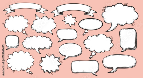Creative hand-drawn speech bubbles and banners for your next project