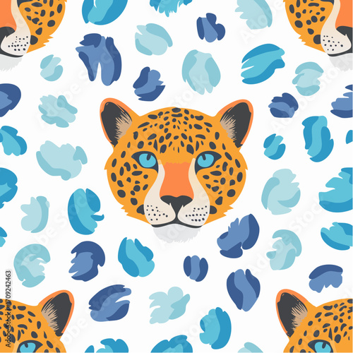 Cute leopard in cartoon flat style
1