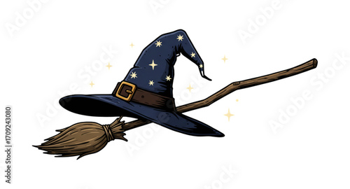 Witch's hat and witch's broom 