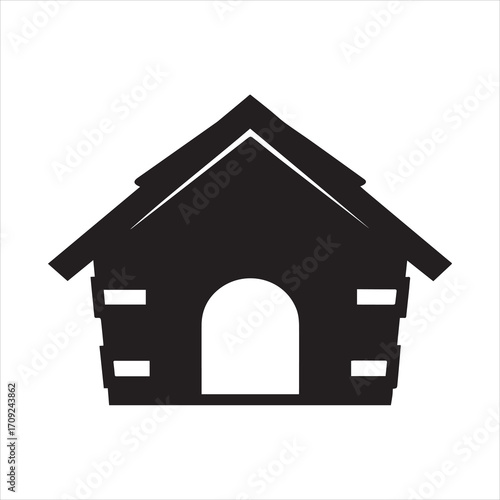 dog house silhouette vector, pet house icon vector