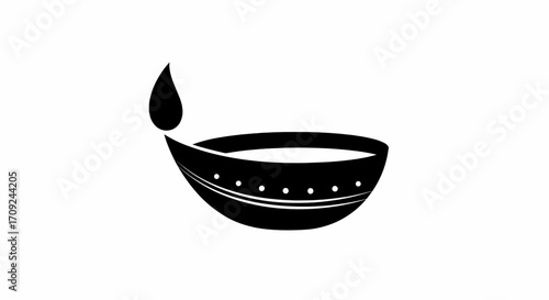 Minimalist Diwali oil lamp silhouette