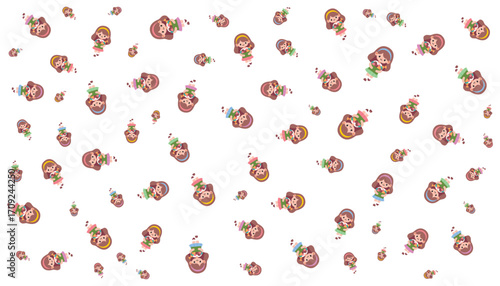 Vector Background Pattern of Girls Carrying Sweets