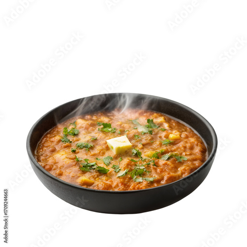 Steaming Bowl of Indian Dal Makhani Topped with Butter and Cilantro indian food indian cuisine