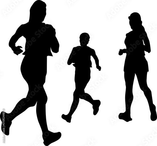 silhouette running woman running posture in black shapes graphic element