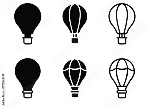 Hot Air Balloon Silhouette Vector Illustration