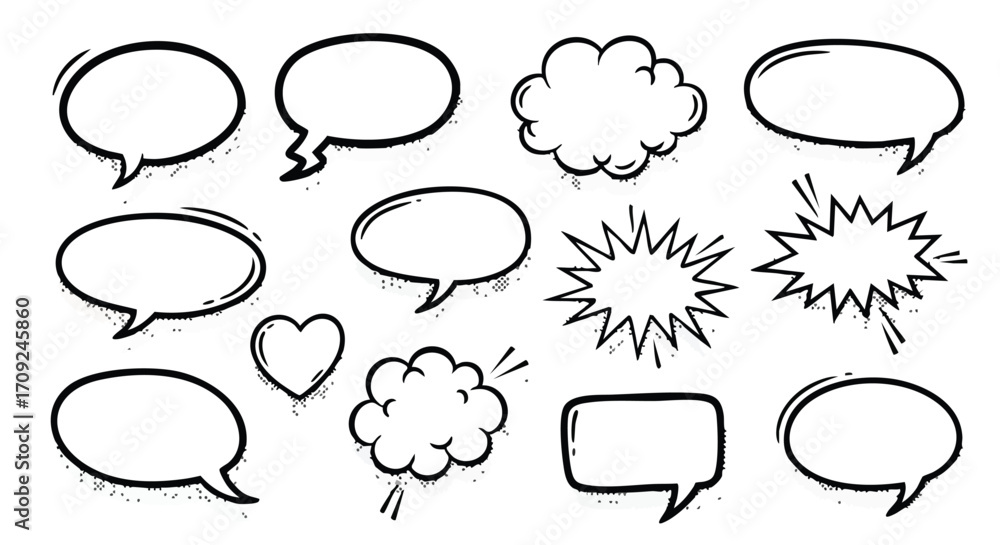 Fototapeta premium Comic book speech bubbles and bursts, perfect for design, communication, and storytelling