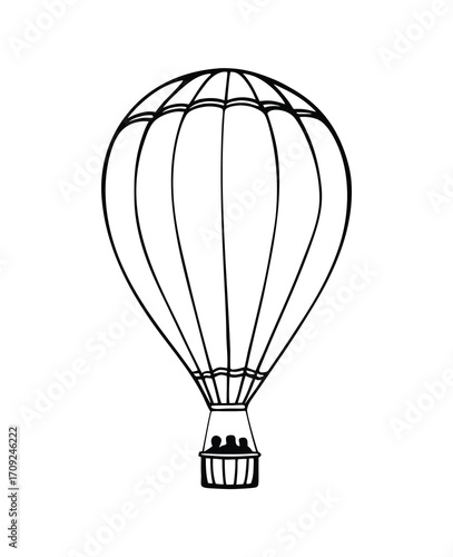 Black and white hot air balloon vector illustration design for adventure concept