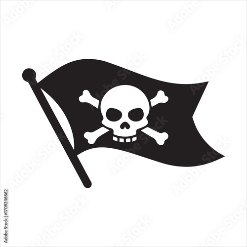 pirate flag with skull silhouette vector