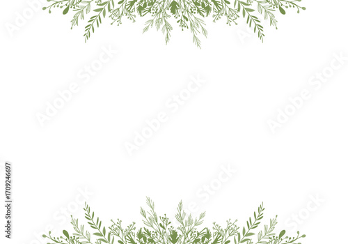 A delicate floral border framing empty space with a nature inspired botanical design.