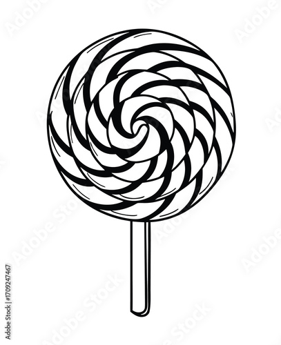Elegant swirly lollipop candy illustration on white backdrop perfect for graphic designs