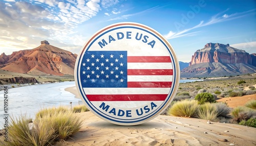 American landscape with Made in USA stamp