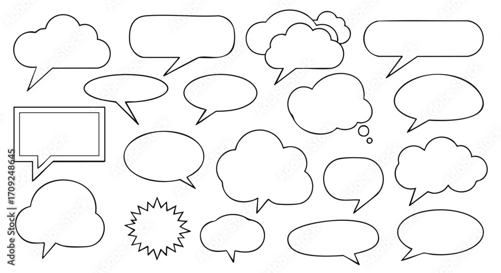 Obraz premium Outline speech bubbles, perfect for adding your message to any design or social media content creation