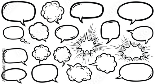 Communicate your ideas with these cartoon speech bubbles, great for storytelling and expressive designs