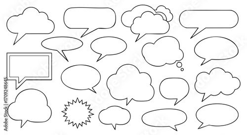 Outline speech bubbles, perfect for adding your message to any design or social media content creation