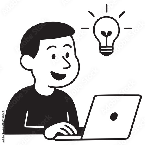 Person Concentrating on Laptop Idea Focus.

