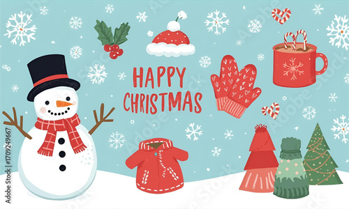 christmas card with snowman