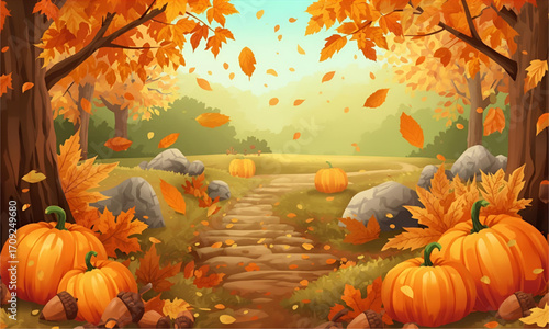 halloween pumpkin of leaves