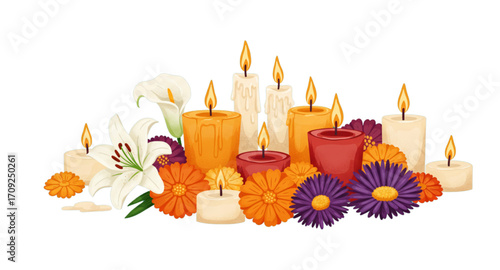 candles and flowers
