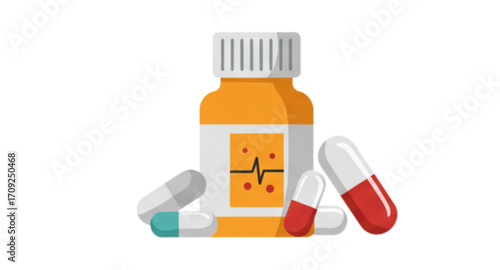 medicine bottle and pills