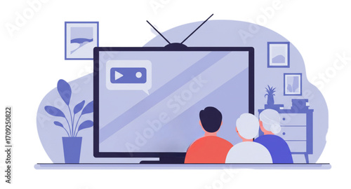 Illustration of watching TV 