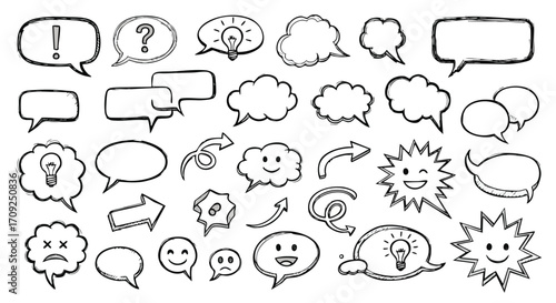 Doodle speech bubbles and arrows offering a creative way to enhance your next project with engaging hand drawn style