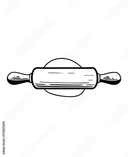 Rolling pin over dough illustration perfect for baking and cooking designs needs