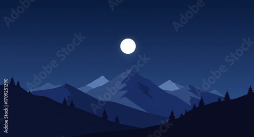 mountain landscape with moon