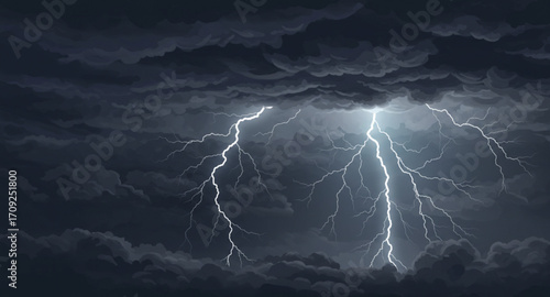 lightning in the night sky