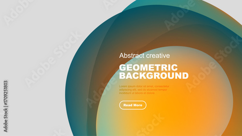 Abstract design features overlapping circles. Warm colors blend into cooler tones. Text promotes further exploration. Simple, modern aesthetic.