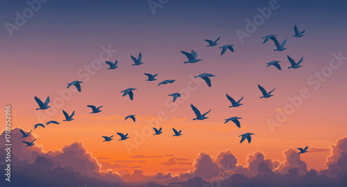 flock of birds flying