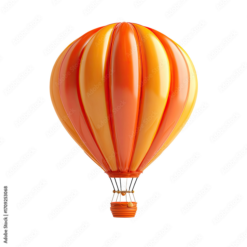 Fototapeta premium Orange and yellow hot air balloon, 3D render