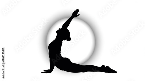 Yoga pose silhouette upward facing dog asana for fitness wellness and healthy lifestyle exercise routine