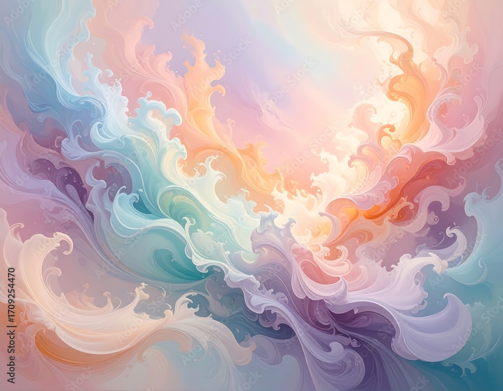 Obraz premium Abstract swirling pastel cloudscape