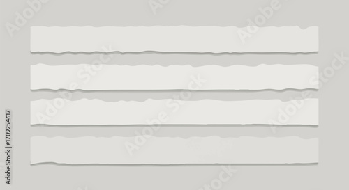 Clean white torn paper strips layered for creative design, journaling, or note-taking backgrounds