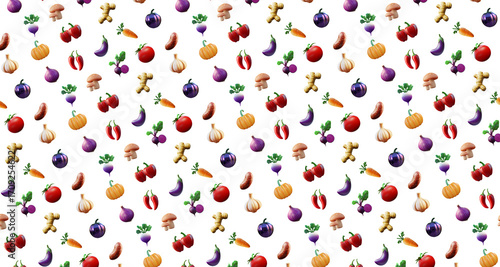 Vegetable pattern on transparent background