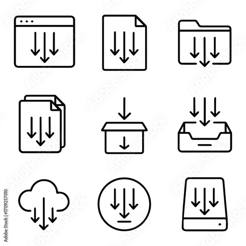 Download Icons Set Browser File Folder Cloud Box and Hard Drive.