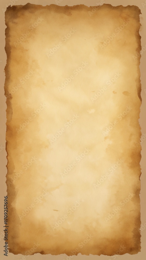 Fototapeta premium Parchment Texture Background with Golden-Brown Stains and Curled Corners for Medieval Maps