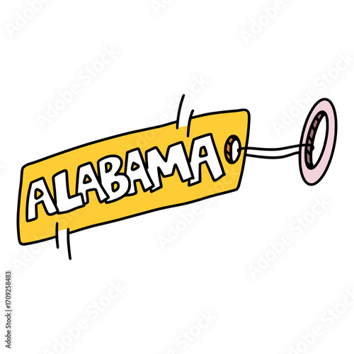 Yellow Alabama Keychain – Travel Souvenir Design
