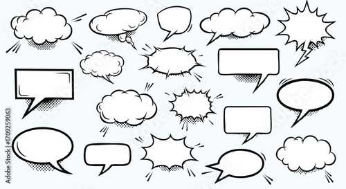 Dynamic comic book speech bubbles for creative communication and graphic design projects