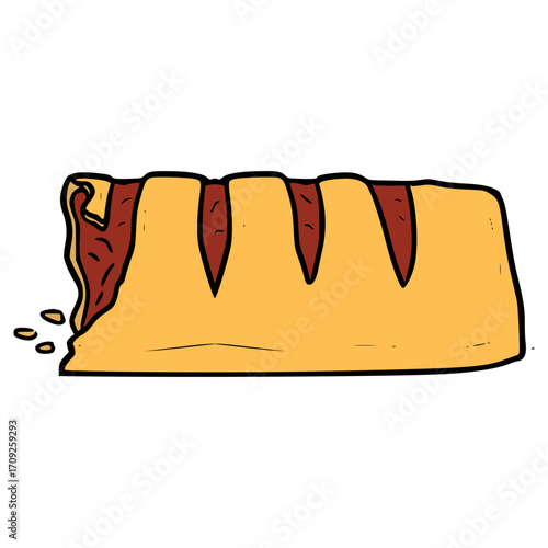 sausage roll bite illustration hand drawn isolated vector