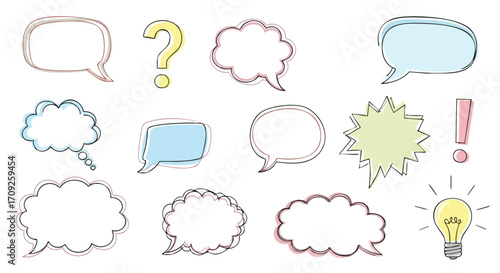 Inspiring speech bubbles and idea lightbulb create dynamic communication and brainstorm visuals